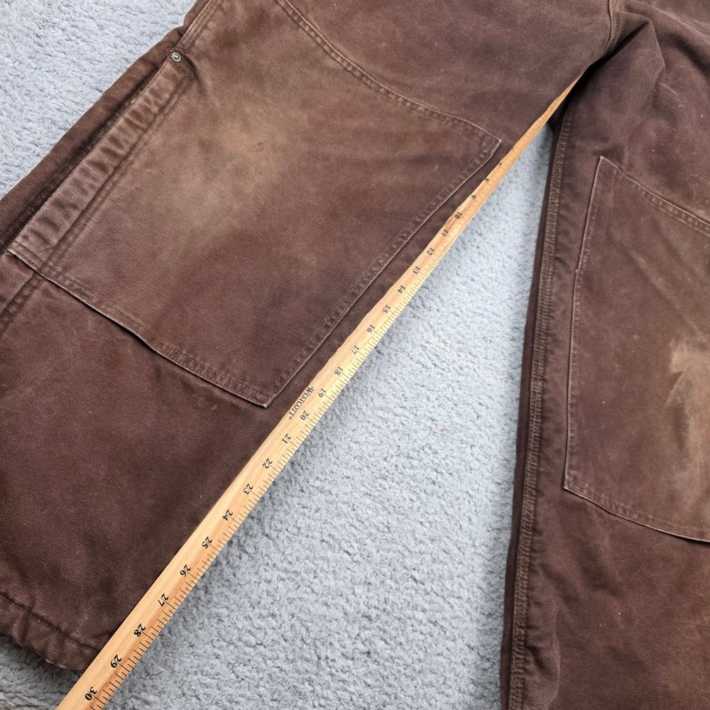 Carhartt Brown Insulated Duck Canvas Bib Overalls Quilted Zip Leg 46x30‎ R27 DKB - Picture 5 of 12